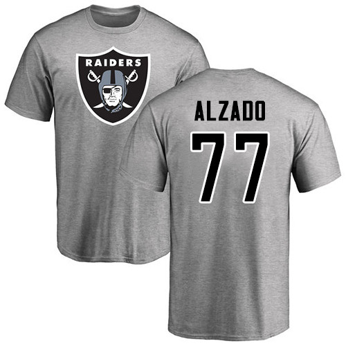 Men Oakland Raiders Ash Lyle Alzado Name and Number Logo NFL Football #77 T Shirt->oakland raiders->NFL Jersey